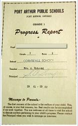 GRADE 1 REPORT CIRCA 1961-1962